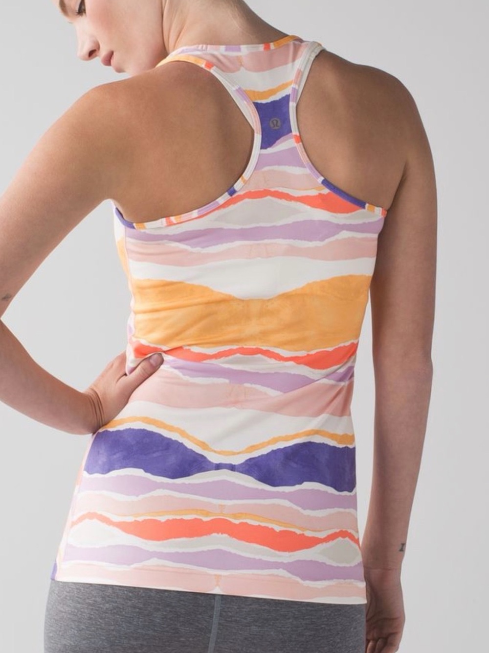 Lululemon Cool Racerback Tank Bleacher Stripe Iris Flower Sz 6 - Picture 2 of 9